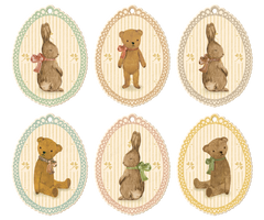 Gift Tags, 12 pcs - Bunnies & Teddies